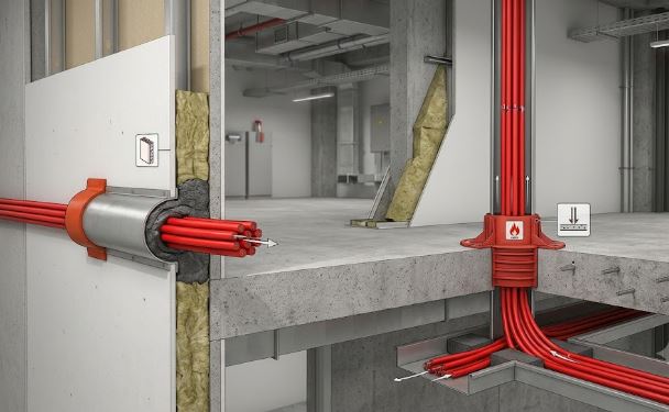 Giải pháp bảo vệ tuyến cáp báo cháy tại vị trí xuyên tường và xuyên sàn